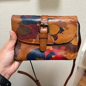 •PATRICIA NASH• Crossbody Parisian Camo Genuine Leather Purse